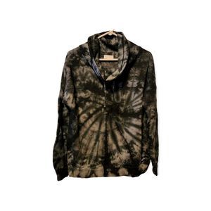 Simply Southern NWT Tie Dye Cowl Neck Gray Black Fleece Lined Sweatshirt Size XL